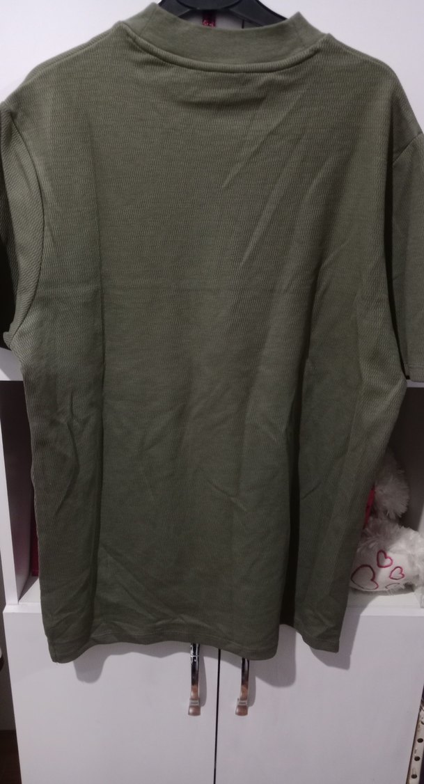 Erkek Haki Oversize Kısa Kollu Tişört - Görsel 5