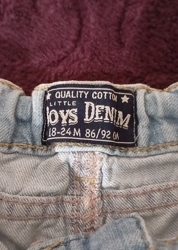 18-24 Ay Beden Gevşek Kesim Kemerli Erkek Çocuk Denim Şort