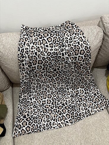 Leopar desenli midi etek