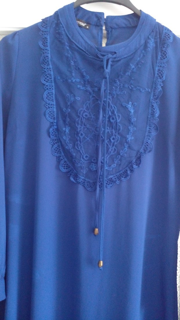 Nakışlı Düğmeli Lacivert Uzun Tunik - Görsel 2