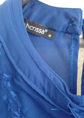 Lacivert İşlemeli Uzun Kollu Midi Tunik - Görsel 3