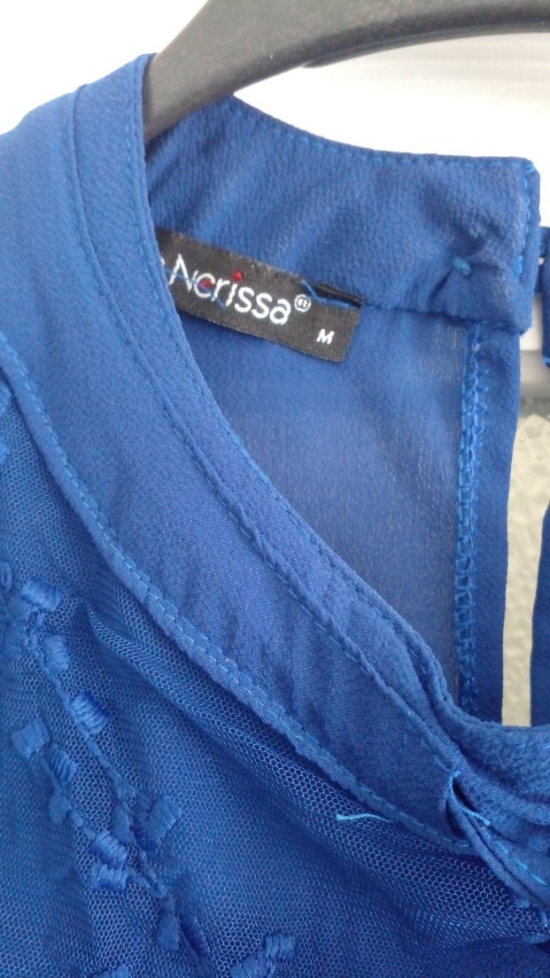 Lacivert İşlemeli Uzun Kollu Midi Tunik - Görsel 3