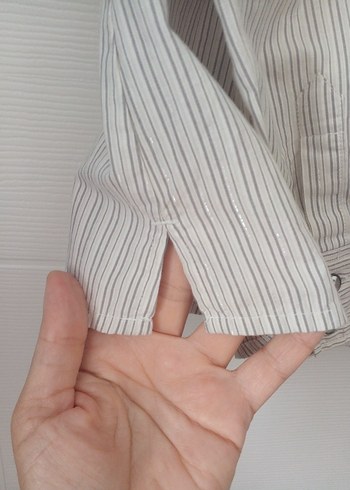 Bej Düğmeli Keten Kadın Gömlek - Görsel 4