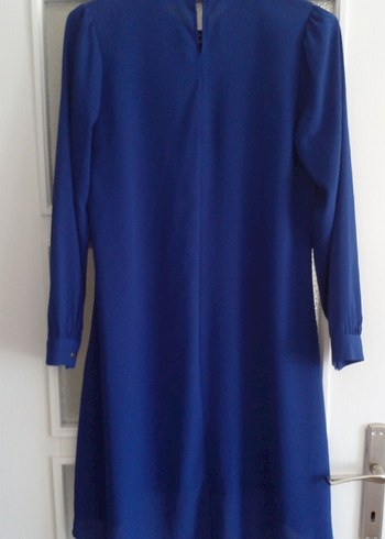 Nakışlı Düğmeli Uzun Lacivert Kadın Tunik - Görsel 4