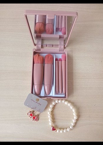 Pastel Pembe Makyaj Fırça Seti - Görsel 2