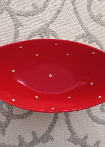 Kırmızı Puantiyeli Çağdaş Tabak - Görsel 3
