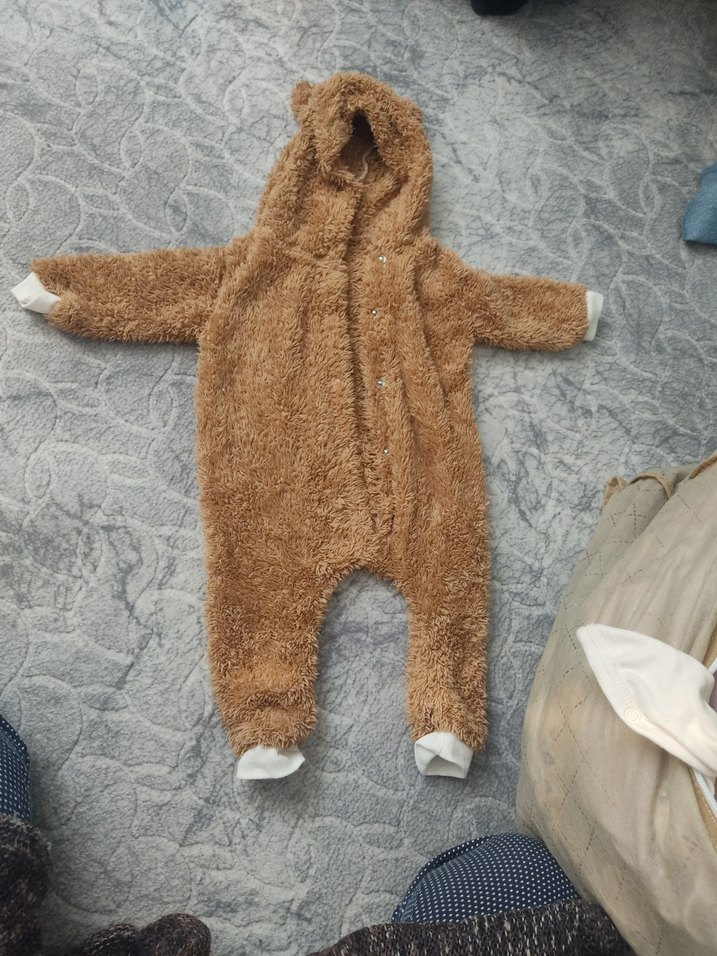 Kahverengi Kürk Detaylı Bebek Tulumu - Görsel 2