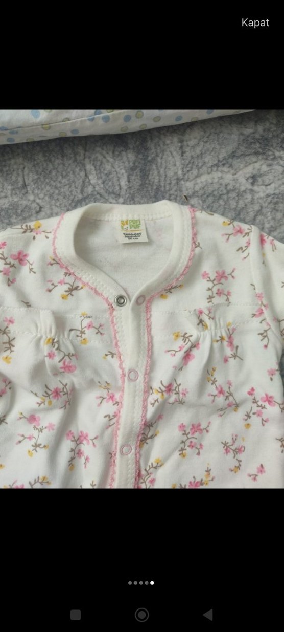 Bebek Kız Çiçek Desenli Düğmeli Tulum - Görsel 2