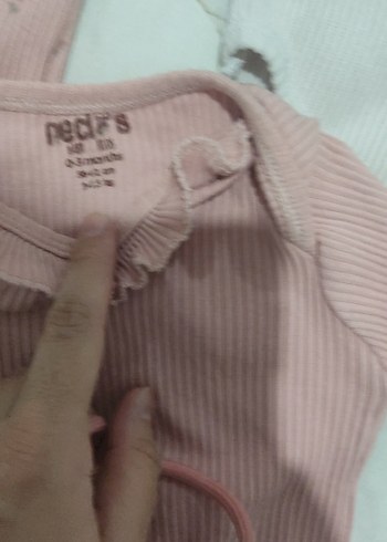 Uzun Kollu Pembe Bebek Body, Fırfırlı - Görsel 2