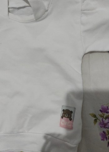 Beyaz Kapüşonlu Kız Sweatshirt - Görsel 2