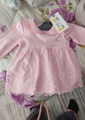 Dantel Detaylı Pembe Kız Çocuk Elbise - Görsel 2