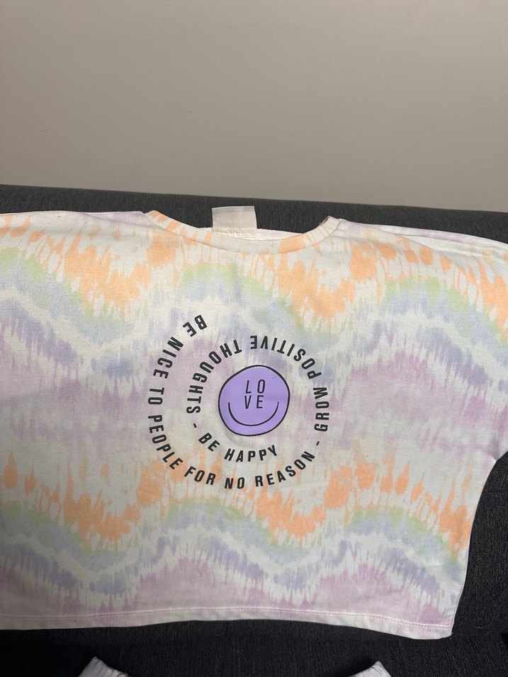 Kız Çocuk Çok Renkli Tie-Dye Kısa Kollu Tişört ve sort takım - Görsel 2