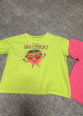 Pembe ve sarı Pop Kültür Baskılı Kız Tişörtü - Görsel 3