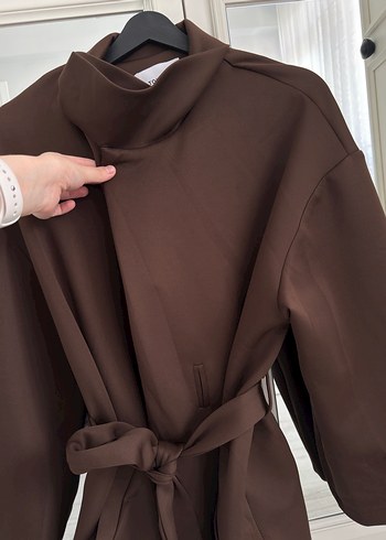 Kadın Kahverengi Uzun Kollu Salaş Uzun Elbise - Görsel 8