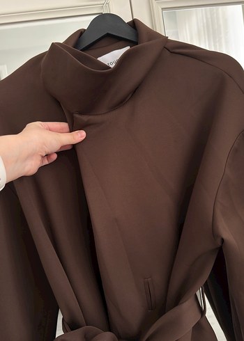 Kadın Kahverengi Uzun Kollu Salaş Uzun Elbise - Görsel 7