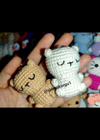 Bej Örgü Kedi Anahtarlık - Görsel 12