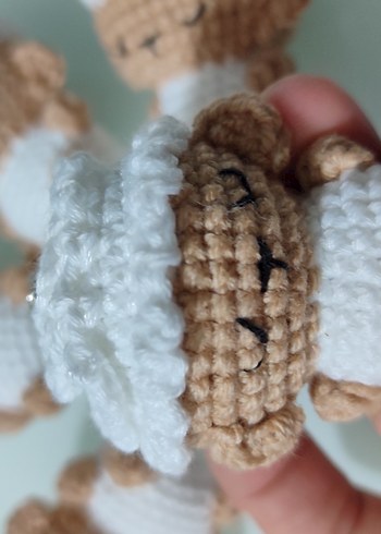 Bej Örgü Kedi Anahtarlık - Görsel 9