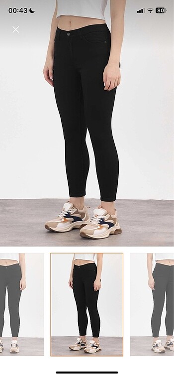 Siyah renk yüksek bel skinny jeans - Görsel 3