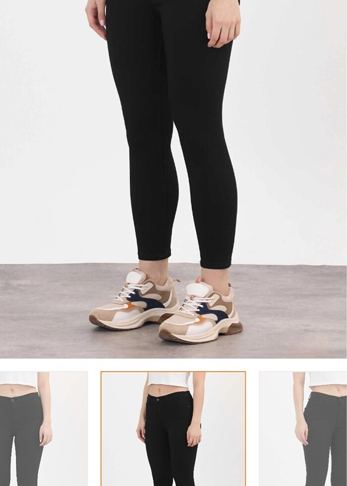 Siyah renk yüksek bel skinny jeans - Görsel 3