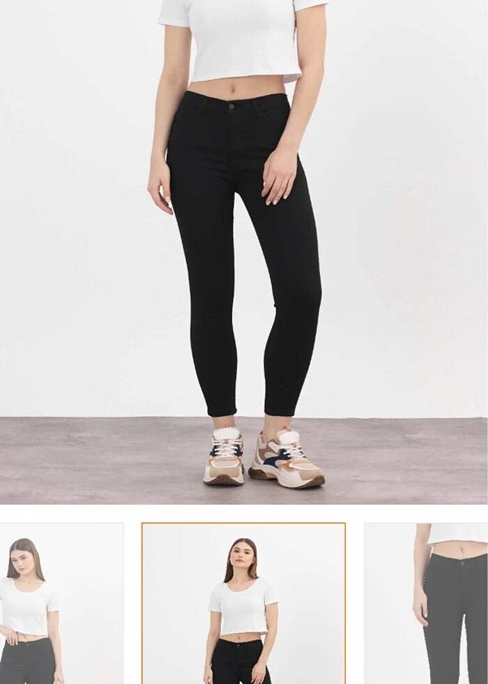 Yüksek bel siyah skinny jeans - Görsel 3