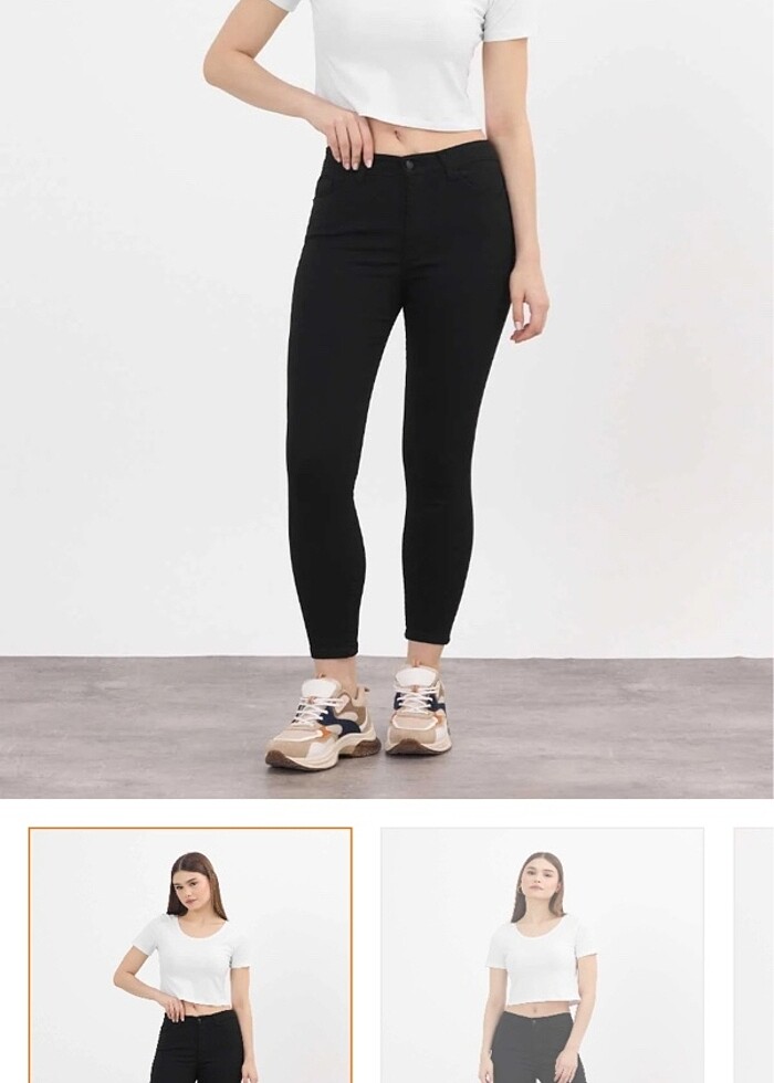 Yüksek bel siyah skinny jeans - Görsel 4