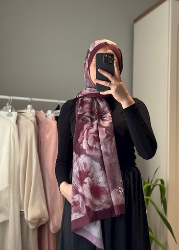 Diğer Bordo Çiçek Desenli Kadın Şal