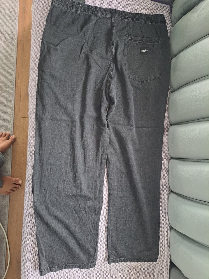 koyu gri Bel Detaylı Geniş Kesim Erkek ince Kot Pantolon - Görsel 5