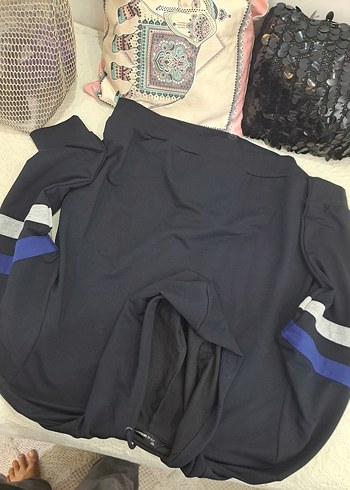 Kapüşonlu Mavi Fermuarlı Erkek Sweatshirt - Görsel 5