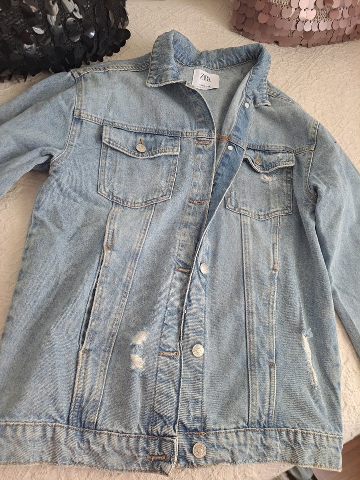 Düğmeli Rahat Kesim Kadın Kot Ceket - Görsel 2