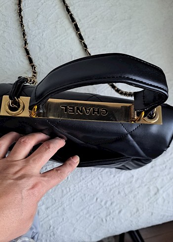 Siyah Deri Zincir Detaylı Kadın Çanta - Görsel 3