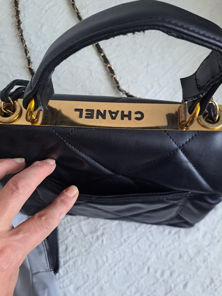 Siyah Deri Zincir Detaylı Kadın Çanta - Görsel 4