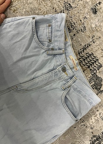 Beyaz Bol Kesim Denim Kadın Pantolon - Görsel 2
