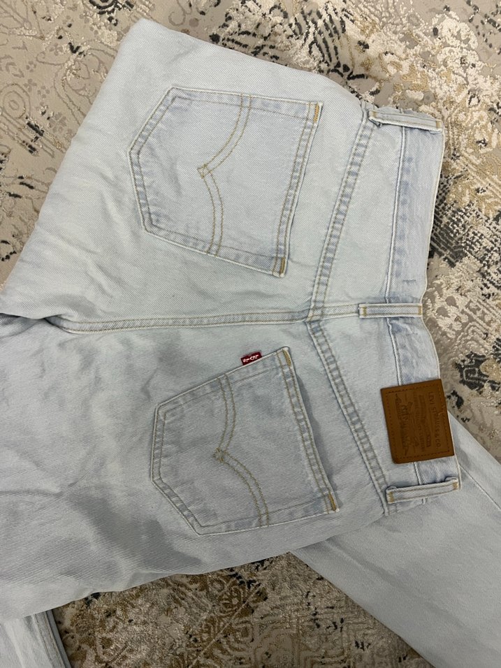 Beyaz Bol Kesim Denim Kadın Pantolon - Görsel 3