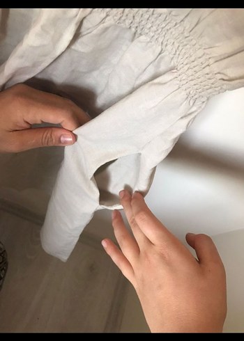 s Beden camel Renk mango Dantel Detaylı Beyaz Keten Midi Elbise