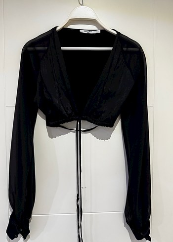 Na-kd Siyah beli bağlama detaylı bluz - Görsel 2