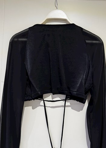 Na-kd Siyah beli bağlama detaylı bluz - Görsel 3