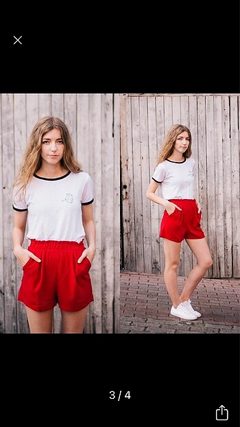 Pull and Bear Kırmızı şort