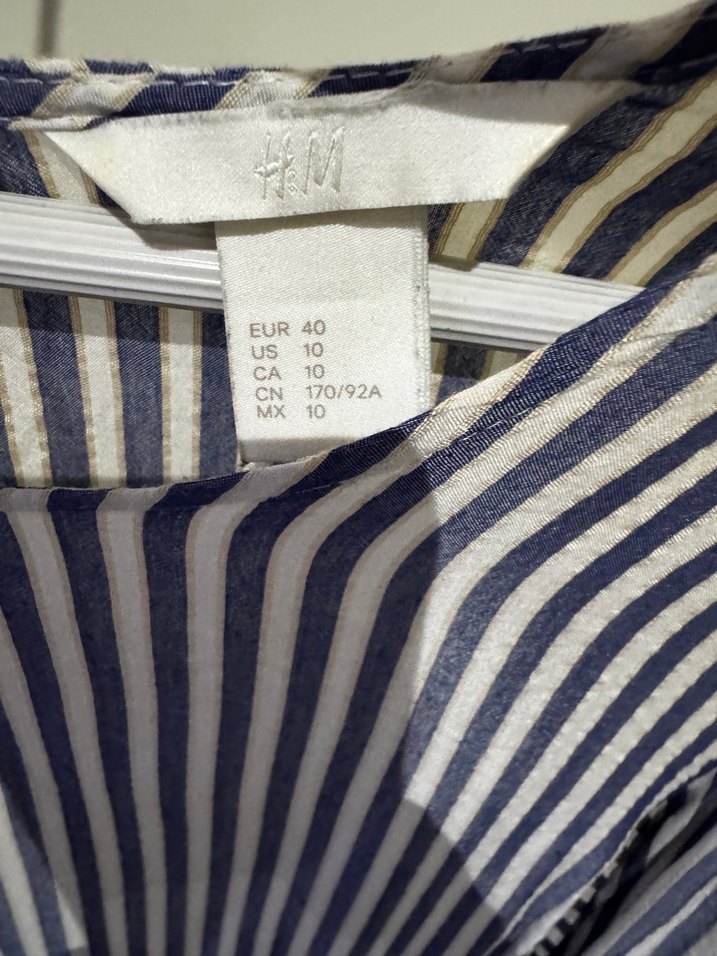 Dantel detaylı çizgili bluz - Görsel 4