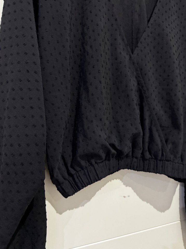 Na-dk Siyah V Yaka Uzun Kollu Kadın Bluz - Görsel 3