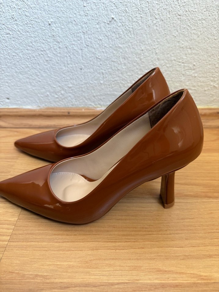 Kahve Parlak Stiletto Topuklu Kadın Ayakkabı - Görsel 2