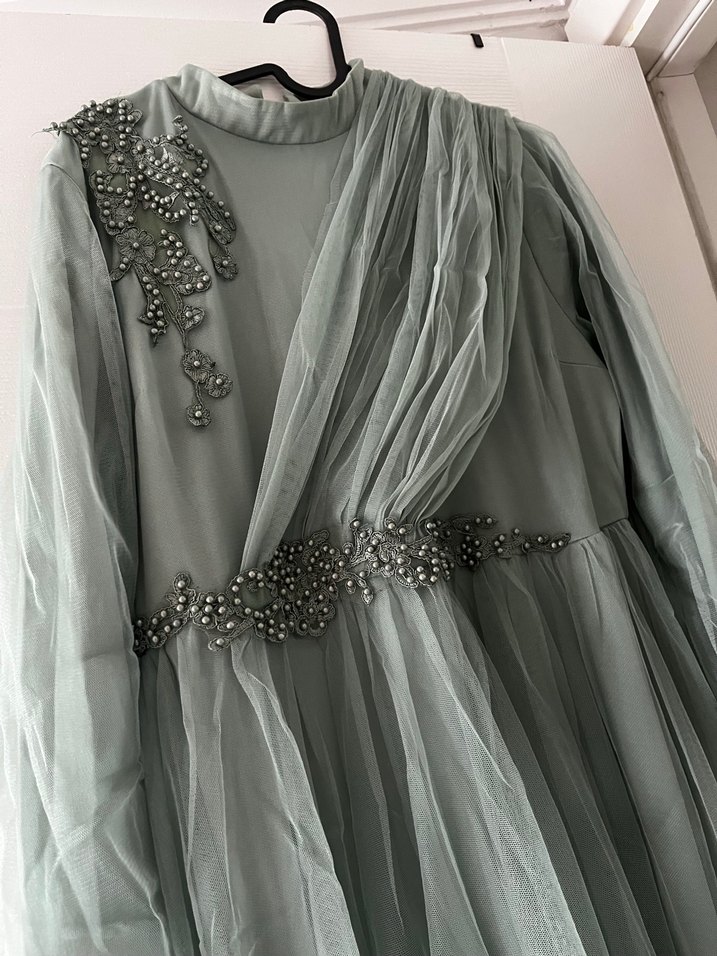 Bohem Vintage Tesettür Abiye Elbise - Görsel 4