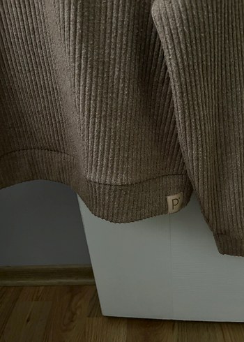 Bej Kadın Örgü Sweatshirt Kapüşonlu - Görsel 4