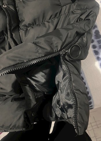 Siyah Kadın Uzun Kışlık Mont Kapüşonlu - Görsel 4