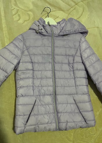 Kadın Mor Kapüşonlu Şişme Mont - Görsel 2