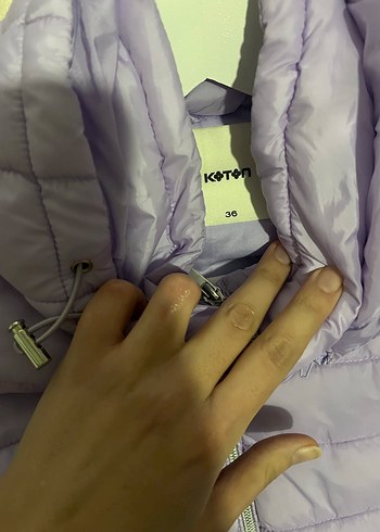 Kadın Mor Kapüşonlu Şişme Mont - Görsel 3