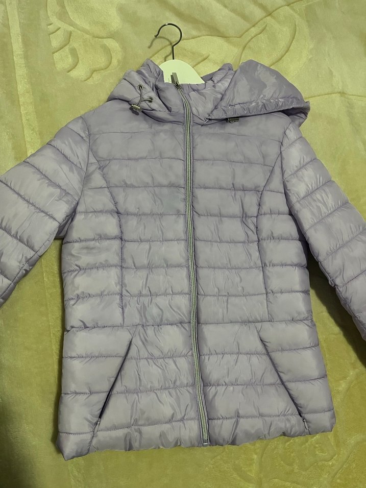 Kadın Mor Kapüşonlu Şişme Mont - Görsel 2