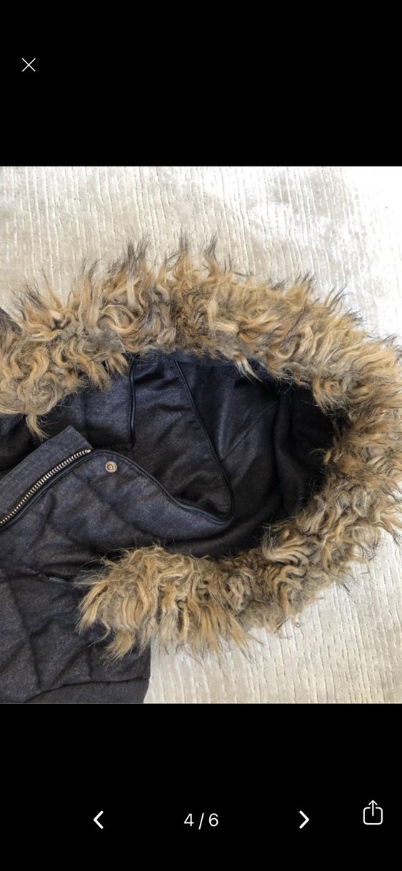 Gri Kadın Suni Kürklü Kışlık Mont - Görsel 3