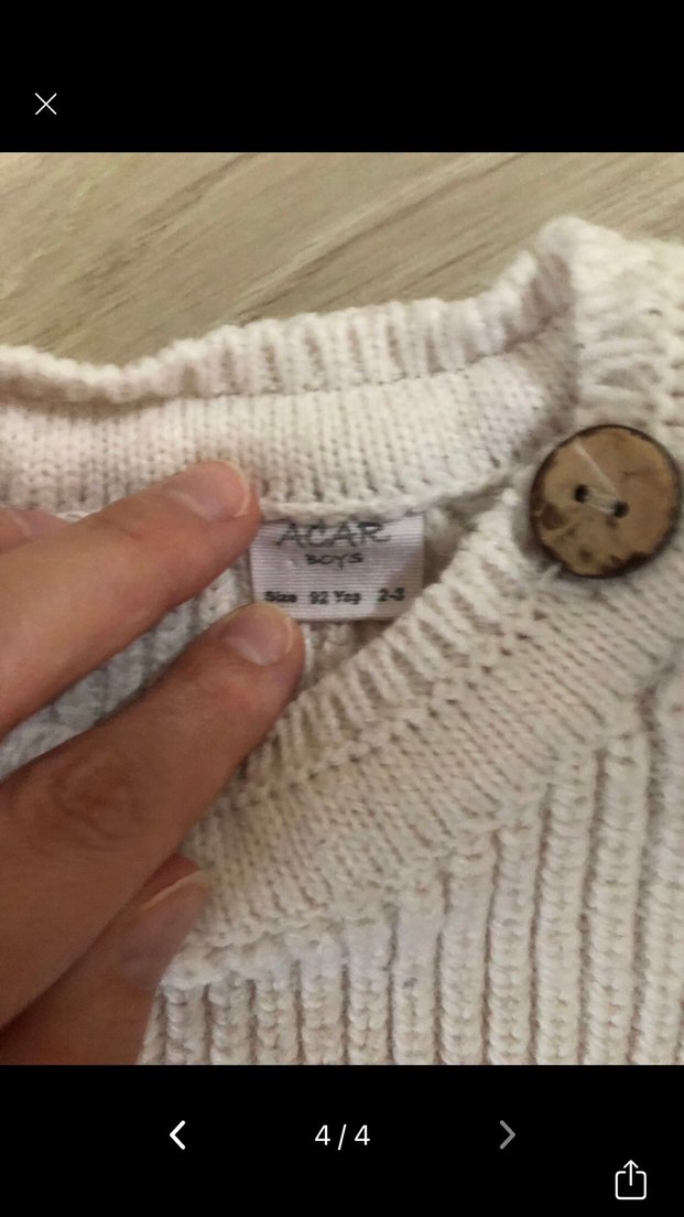 Çocuk Beyaz Lacivert Örgü Kazak - Görsel 3