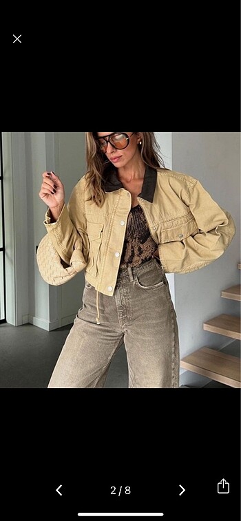 Zara Kontrast yakalı crop ceket
