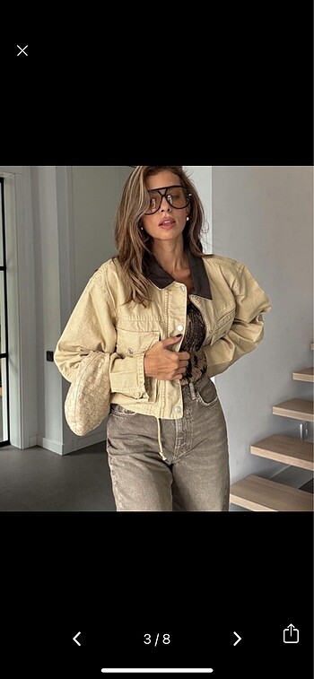xs Beden Kontrast yakalı crop ceket